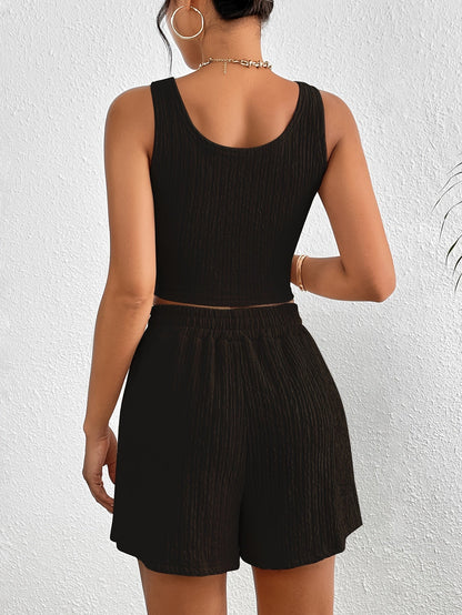 Ensemble décontracté femme deux pièces top court et short style élégant pour l'été