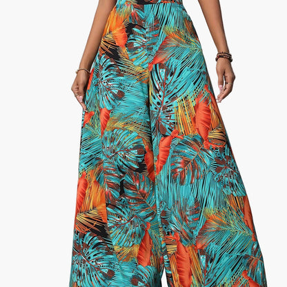 Pantalón ancho para mujer estilo tropical casual para playa y verano