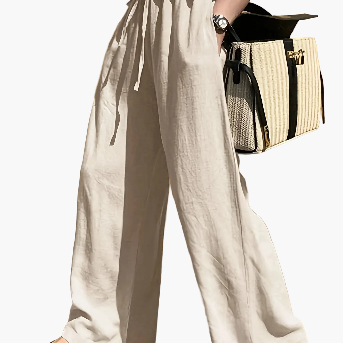 Pantalon large femme style décontracté chic avec taille à cordon – Idéal pour le printemps et l'été