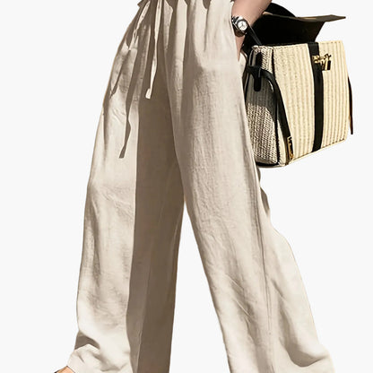 Pantalon large femme style décontracté chic avec taille à cordon – Idéal pour le printemps et l'été