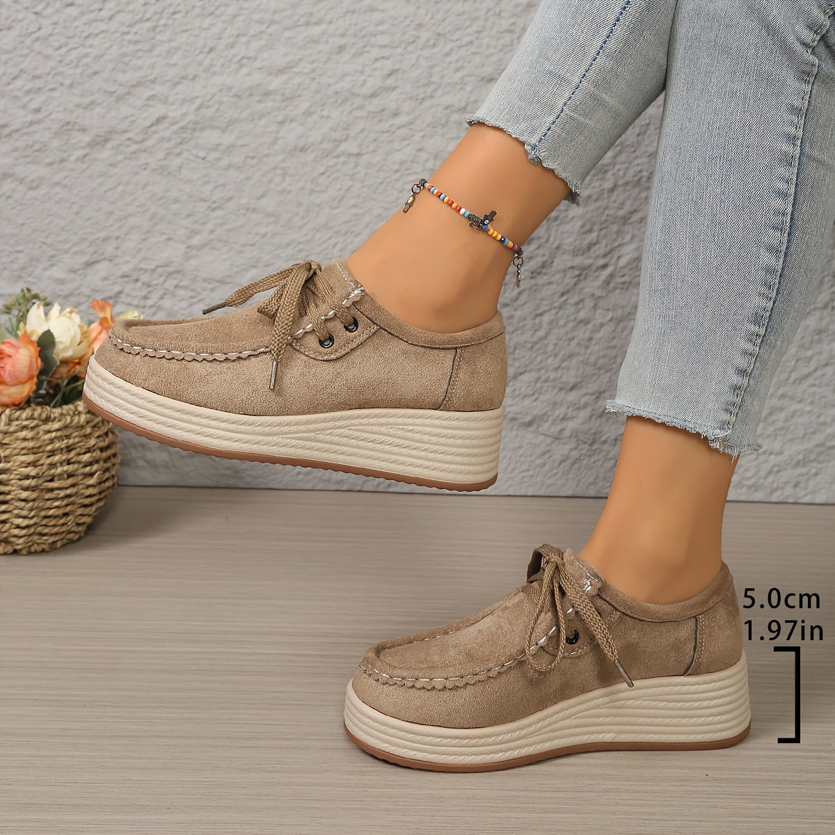 Chaussures à plateforme décontractées pour femme style mocassin urbain