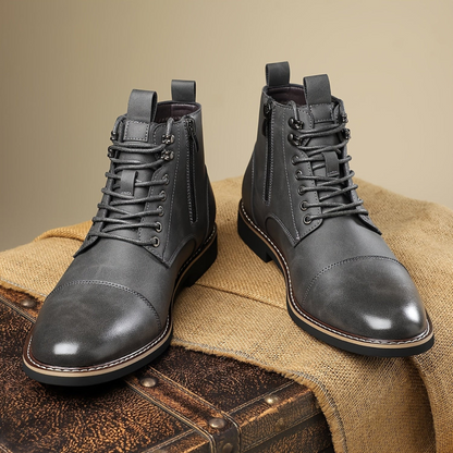 Bottes Chelsea pour homme à lacets, bout cap et fermeture éclair latérale, style décontracté chic