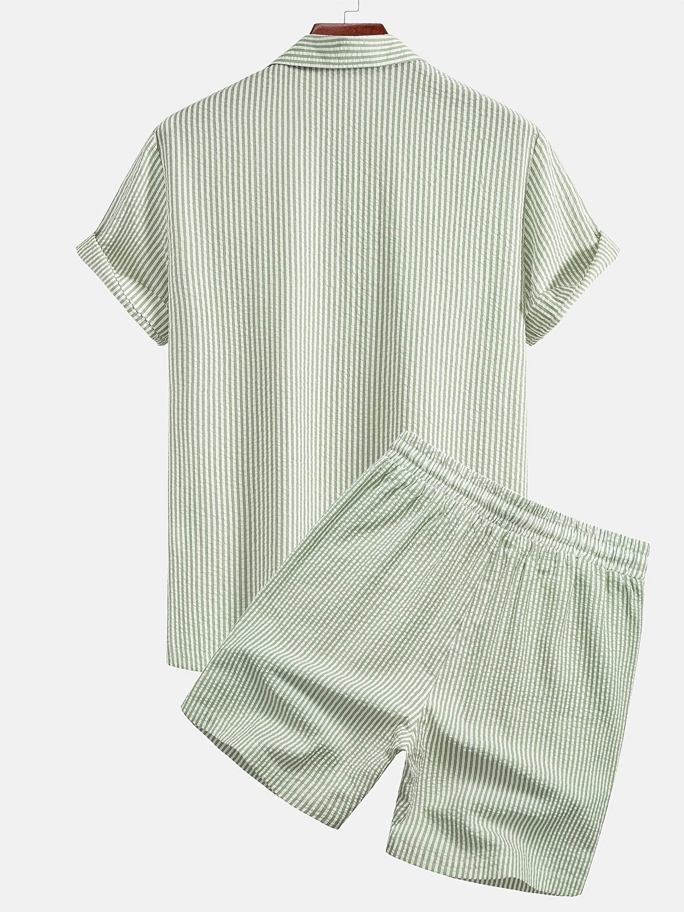 Completo casual due pezzi a righe da uomo – Stile estivo ed elegante per la spiaggia e il tempo libero