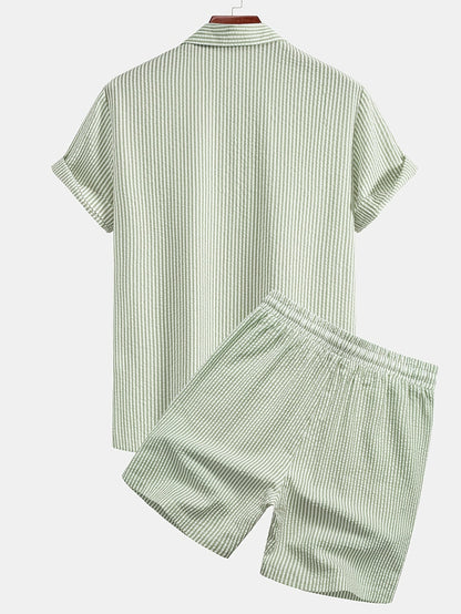 Completo casual due pezzi a righe da uomo – Stile estivo ed elegante per la spiaggia e il tempo libero