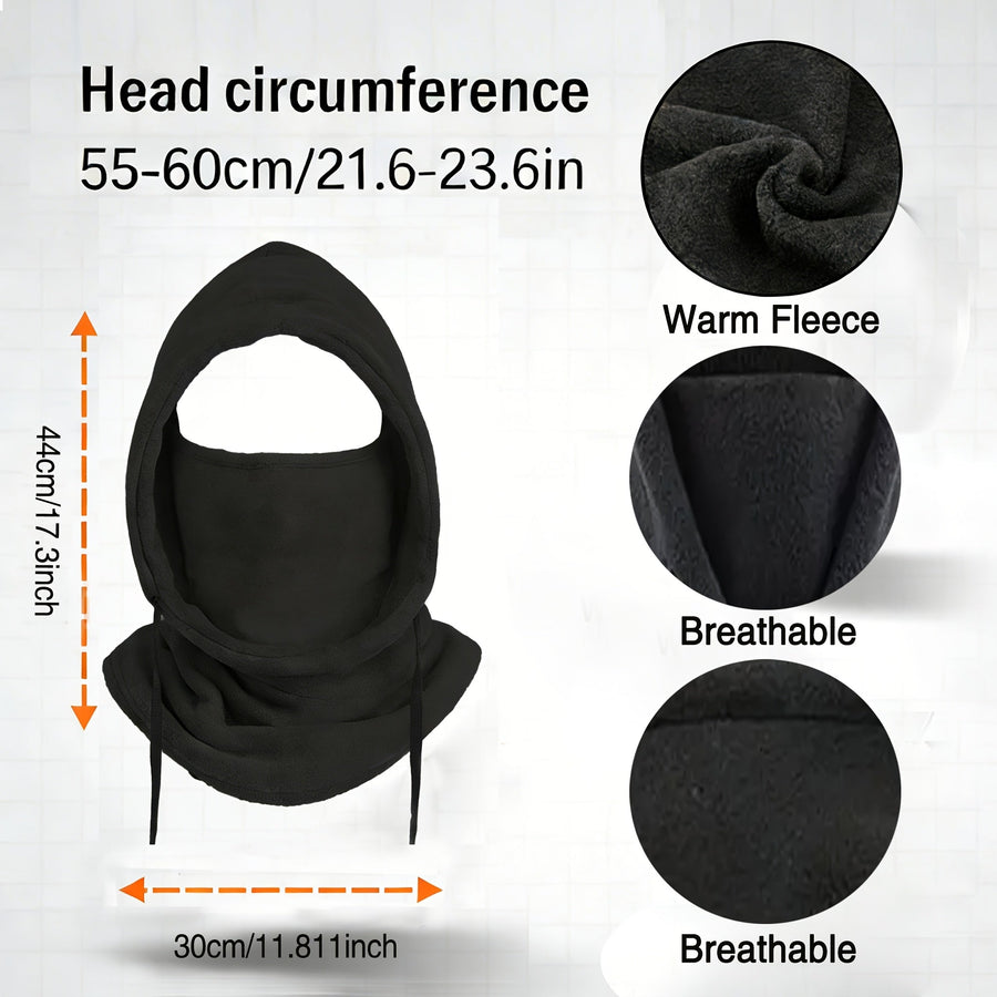 Pasamontañas unisex de forro polar con cubrecuello integrado y cordón de ajuste