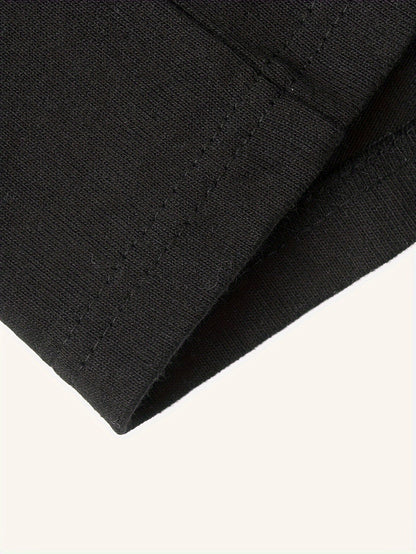 T-shirt Homme Manches Longues Uni Col Rond Ample Noir ou Blanc