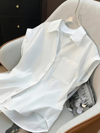 Chemisier sans manches pour femme coupe décontractée style bureau chic