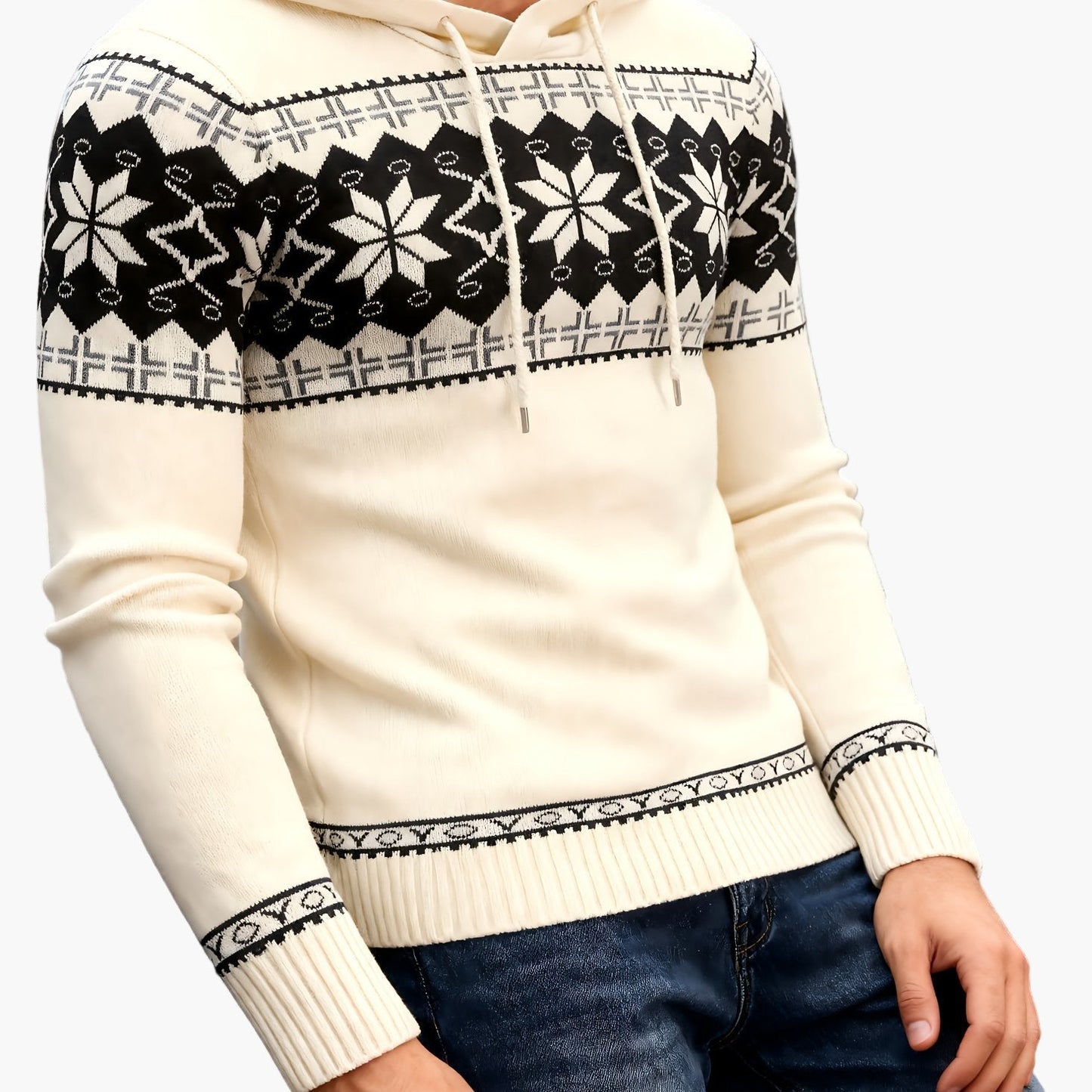 Sudadera con capucha de Navidad con motivo nórdico para hombre, estilo casual otoño/invierno