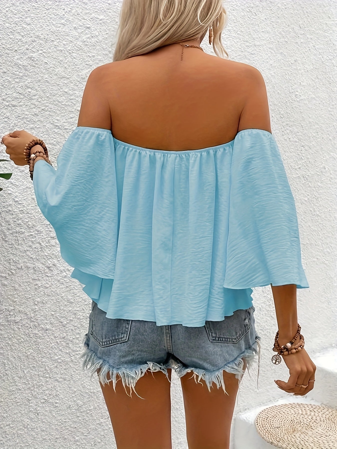Women's Bohemian Style Blouse Off-Shoulder Loose Sleeves Summer