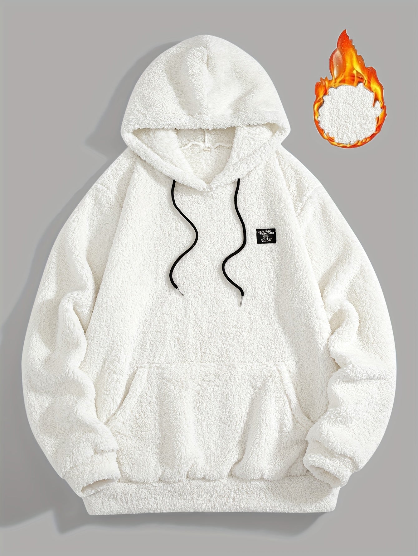 Sweat à Capuche Molletonné Chaud avec Cordon de Serrage et Poche Kangourou