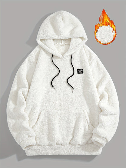 Sweat à Capuche Molletonné Chaud avec Cordon de Serrage et Poche Kangourou