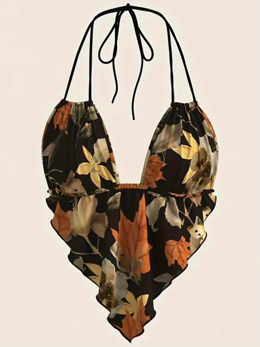 Body na plecy dla kobiet w stylu boho z kwiatowym wzorem na modny letni look