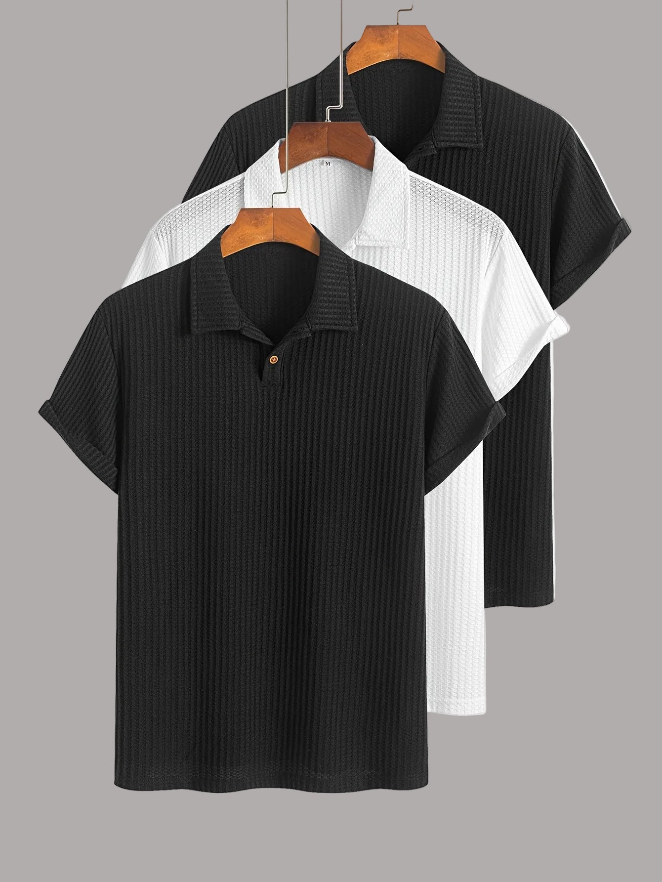 Lot de polos homme manches courtes style casual chic à col classique – pack de 3 polos texturés pour usage quotidien
