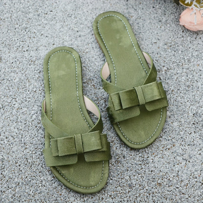 Sandales plates élégantes femme à nœud pour été, style décontracté chic