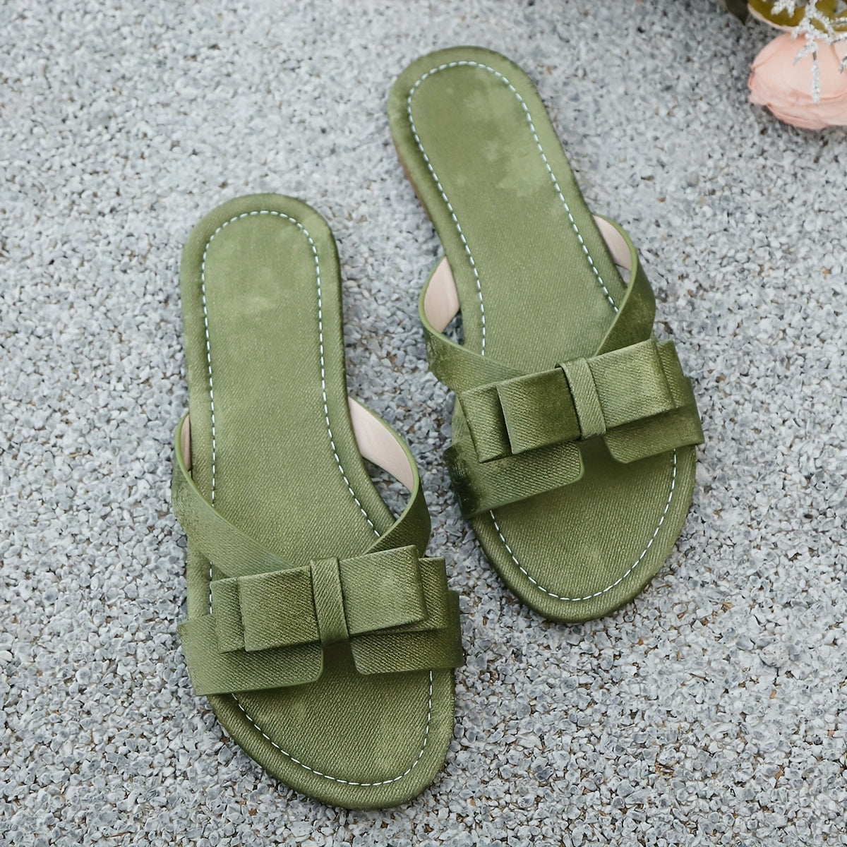 Sandales plates élégantes femme à nœud pour été, style décontracté chic