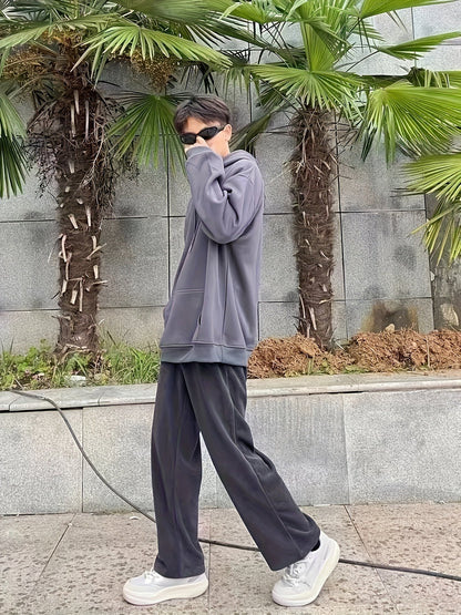 Herrenhose im modernen Stil mit Falten und verstellbarem Kordelzug für Entspannung und Stadt  