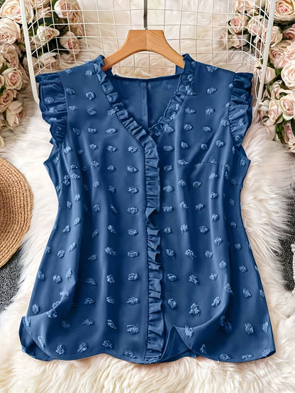 Elegant blus för kvinnor med volanger, avslappnad chic stil för vardagen