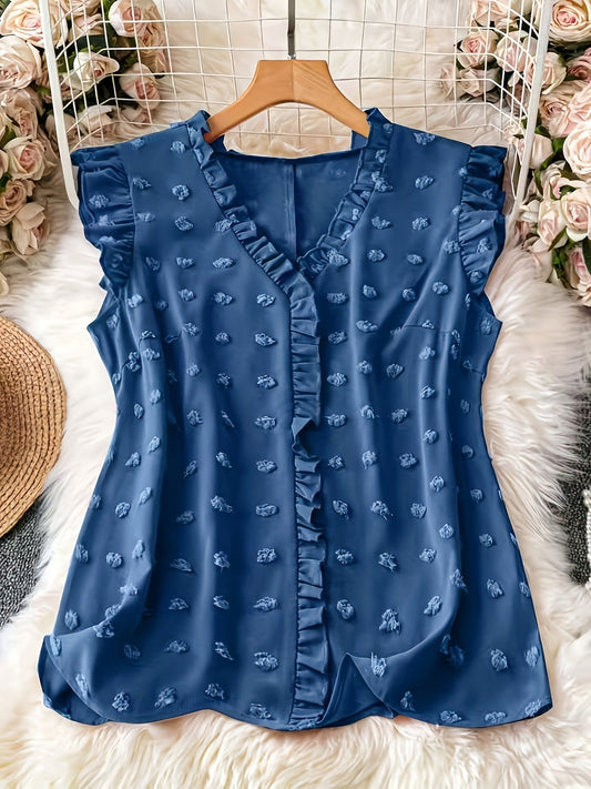 Elegant blus för kvinnor med volanger, avslappnad chic stil för vardagen