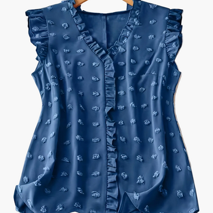 Elegant blus för kvinnor med volanger, avslappnad chic stil för vardagen