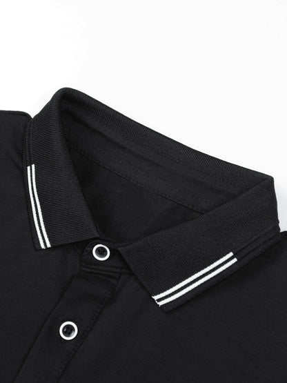 Polo casual da uomo con colletto abbottonato stile urbano