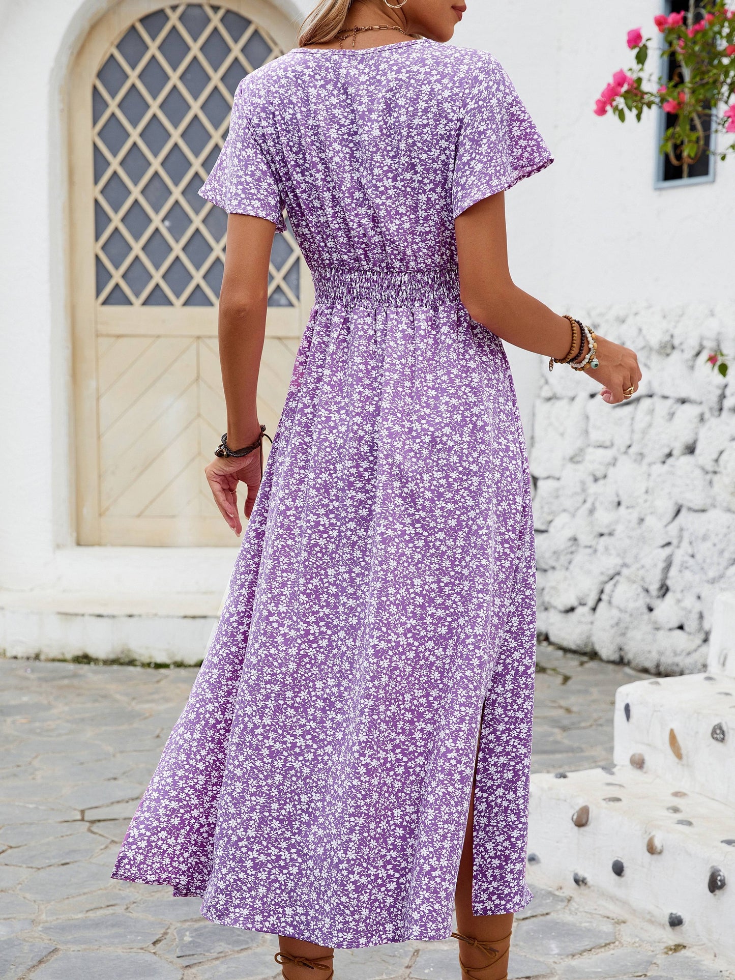 Abito lungo incrociato floreale stile bohémien da donna – Eleganza estiva e casual