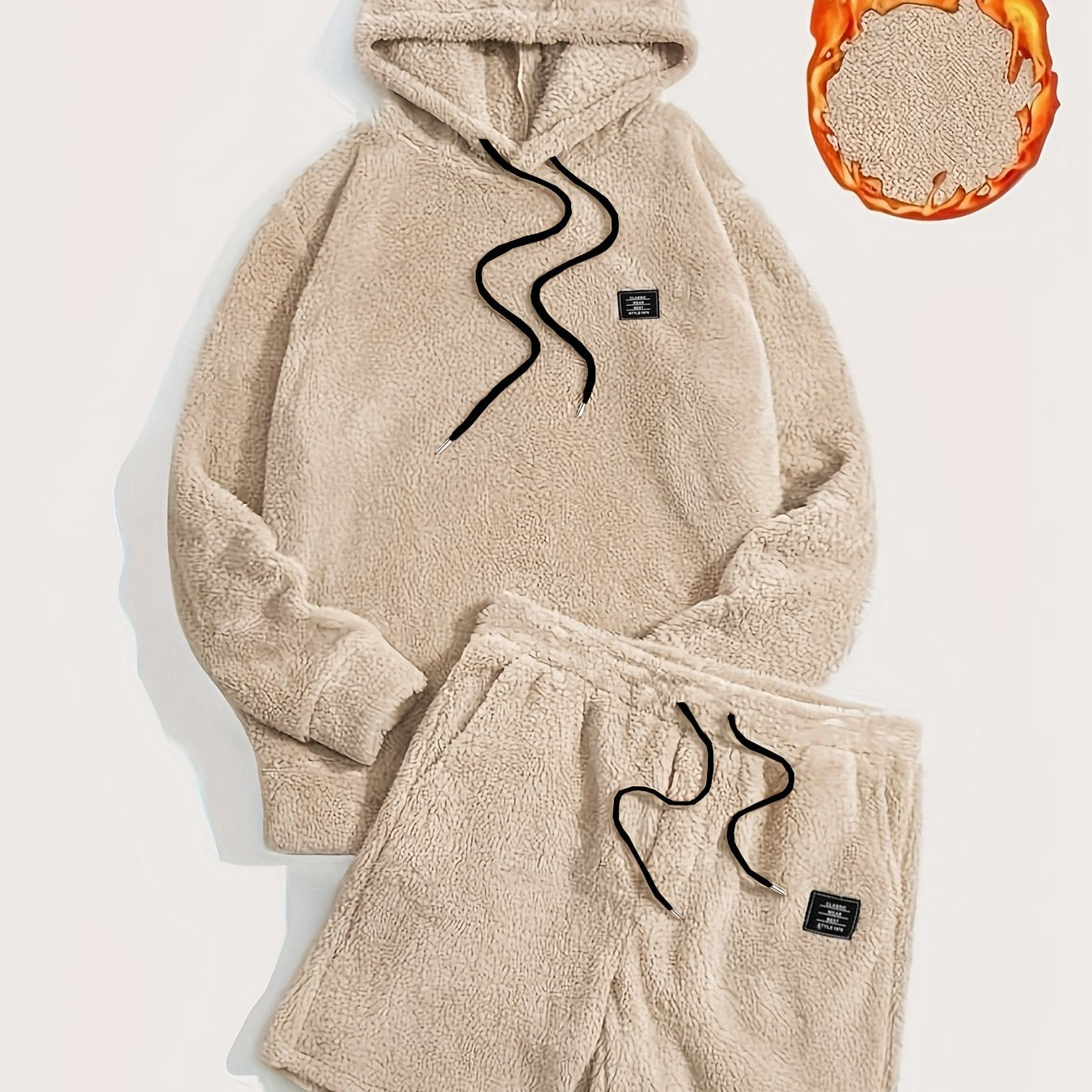 Ensemble Homme Doux Hoodie et Short Molletonné Gris Clair