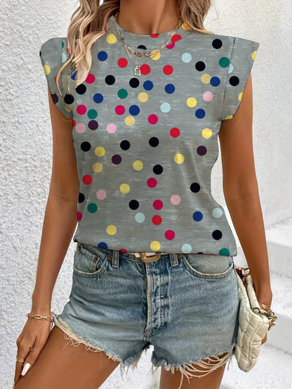 Débardeur tendance à pois multicolores pour femme – Style décontracté et moderne