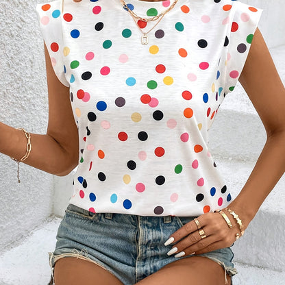 Débardeur tendance à pois multicolores pour femme – Style décontracté et moderne