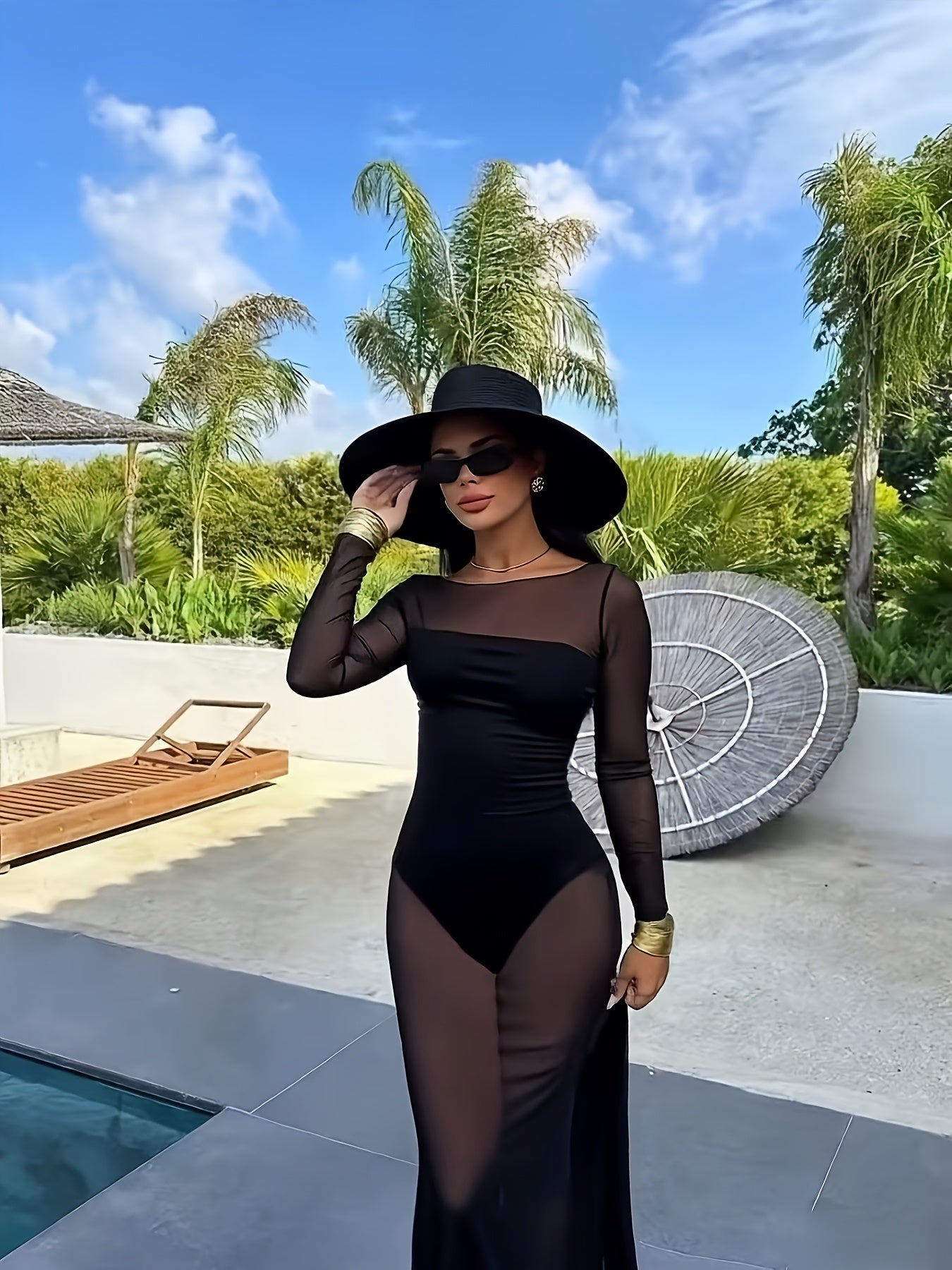 Robe de plage longue femme style glamour pour vacances et piscine