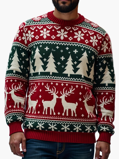 Męski sweter świąteczny z festiwalowymi wzorami na święta i zimę
