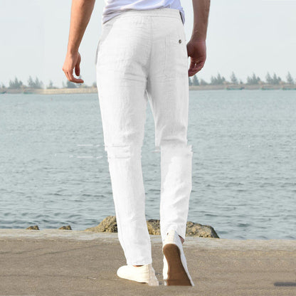 Pantalon décontracté homme à taille élastique style bord de mer