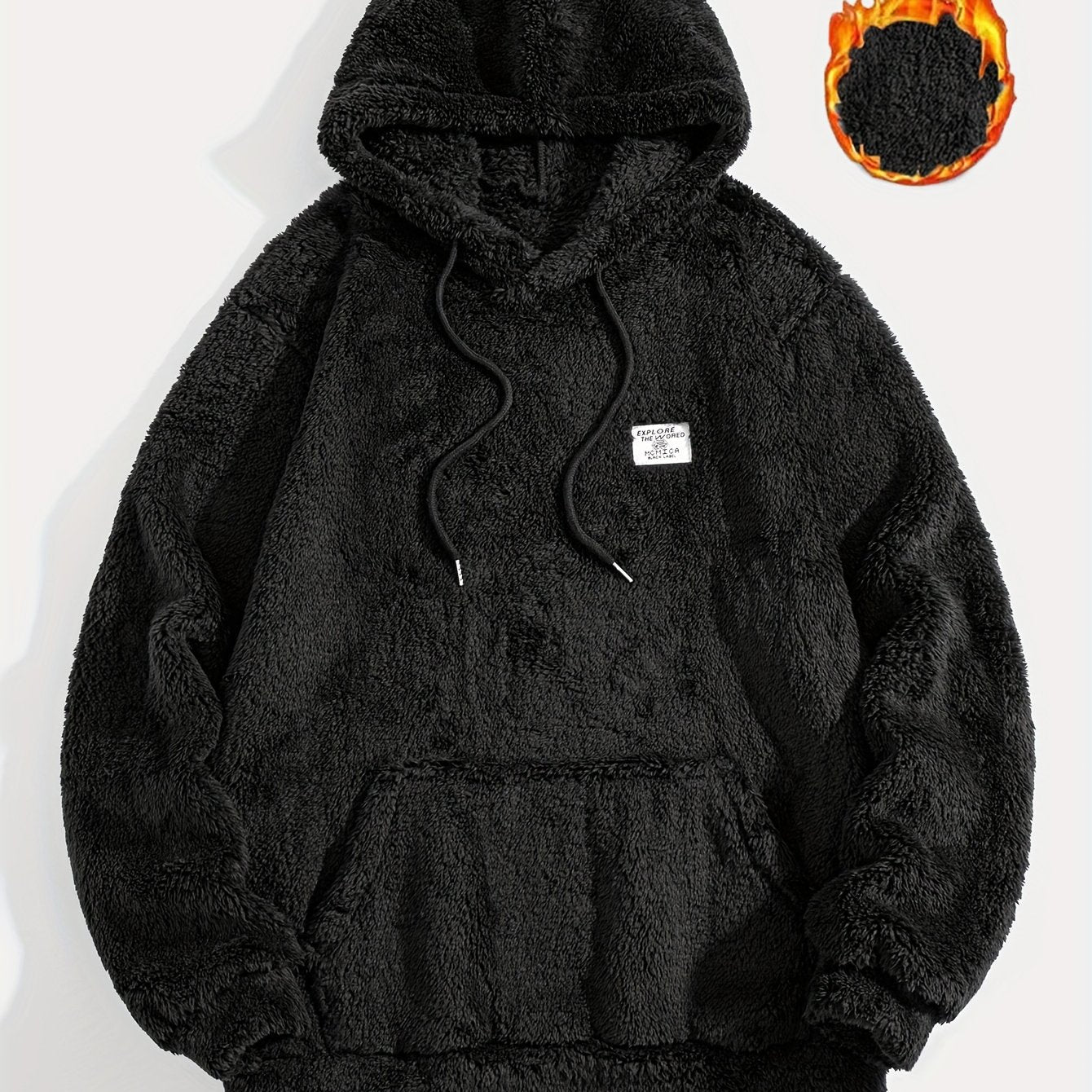 Sweat à Capuche Molletonné Chaud avec Cordon de Serrage et Poche Kangourou
