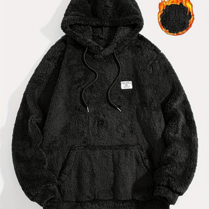 Sweat à Capuche Molletonné Chaud avec Cordon de Serrage et Poche Kangourou
