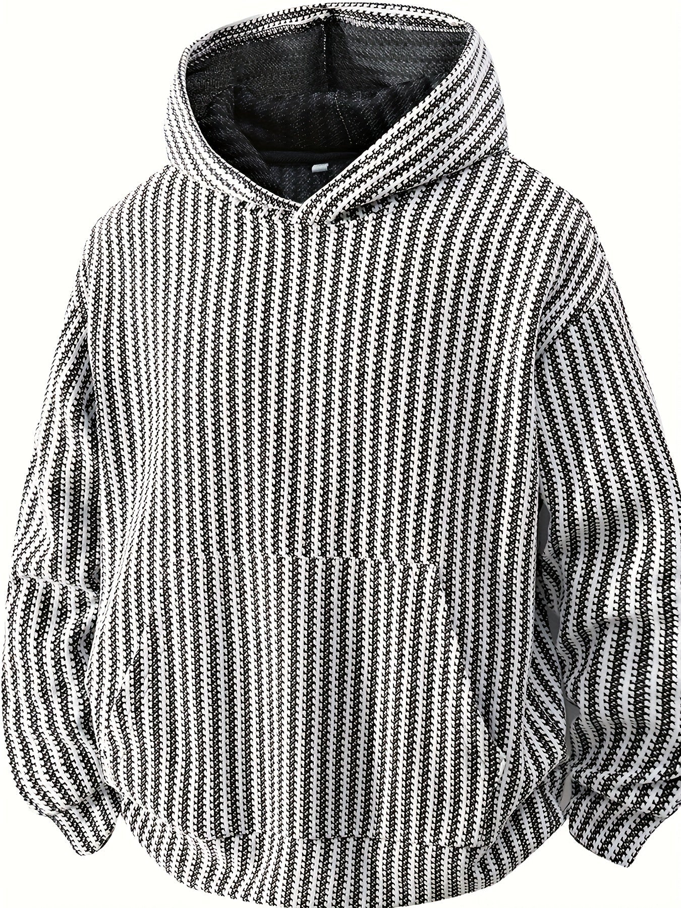 Sweat à Capuche Texturé Noir Oversize avec Poche Kangourou pour Homme
