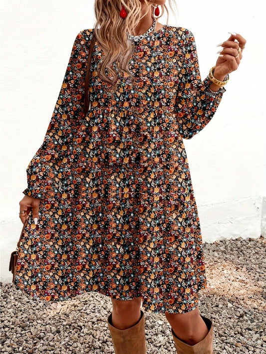 Abito Donna Chic con Motivi Floreali, Stile Bohemien Elegante, Ideale per Primavera Estate