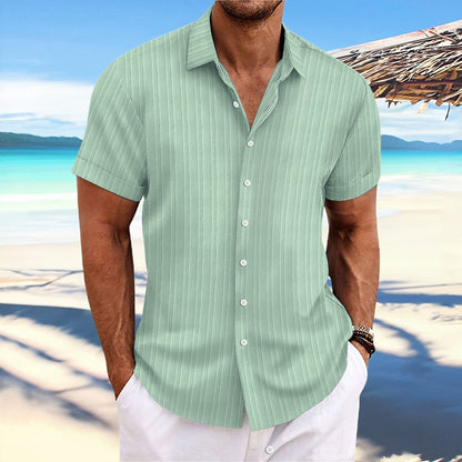 Chemise décontractée à rayures pour homme – Style estival chic, idéale pour la plage ou la ville
