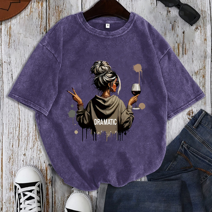 T-shirt Femme Style Décontracté Motif Dramatique avec Illustration Moderne