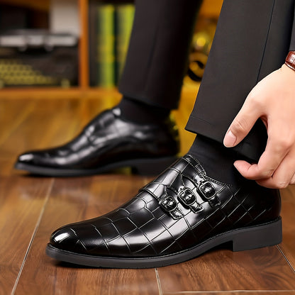 Chaussures habillées à boucle triple pour homme style vintage – élégance formelle et urbaine