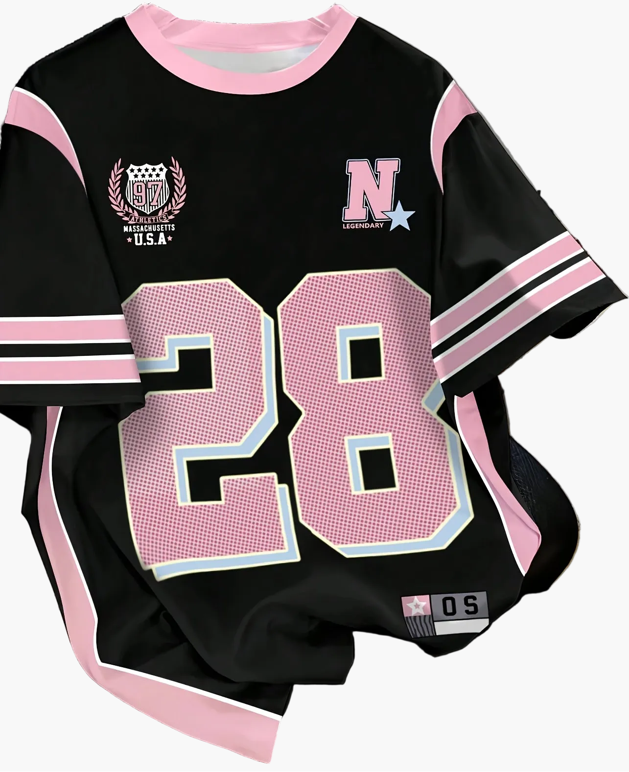 Universitair T-shirt voor dames - nummer 28, trendy preppy look