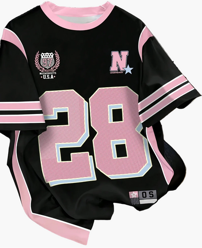 Universitair T-shirt voor dames - nummer 28, trendy preppy look