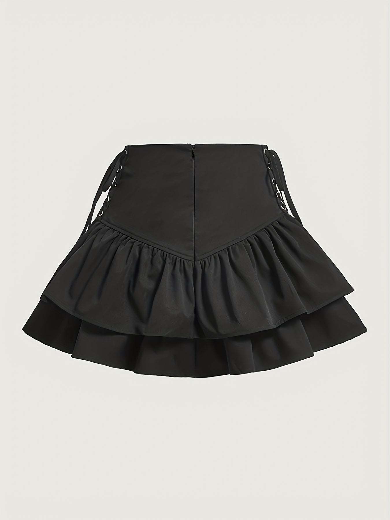Falda femenina gótica elegante con volantes y corsé con cordones para fiestas y atuendos alternativos