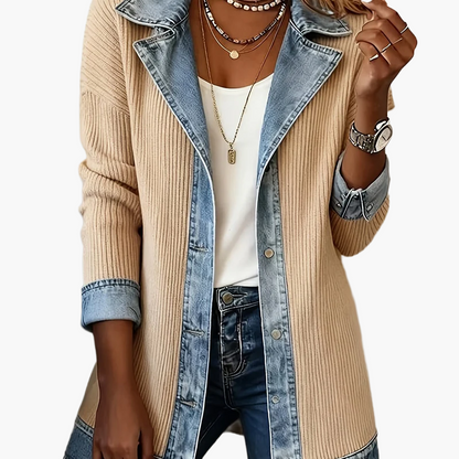 Veste blazer élégante pour femme style urbain chic à revers contrastés