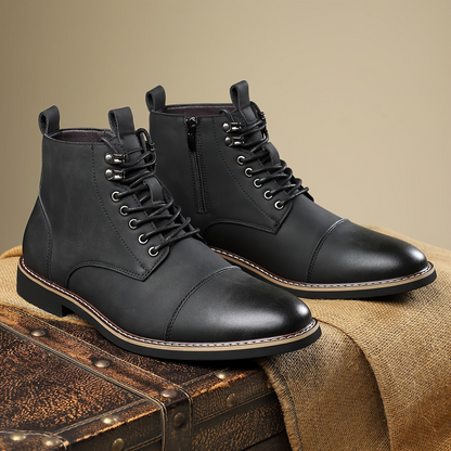 Bottes Chelsea pour homme à lacets, bout cap et fermeture éclair latérale, style décontracté chic