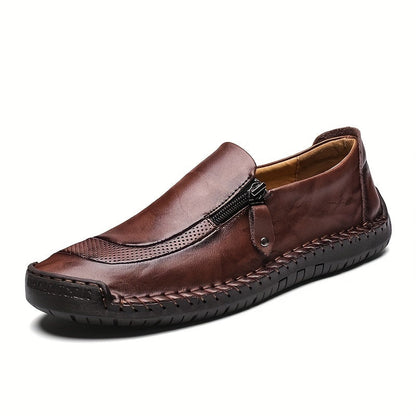 Mocassins décontractés vintage pour homme à fermeture éclair – Style urbain pour usage quotidien ou soirée