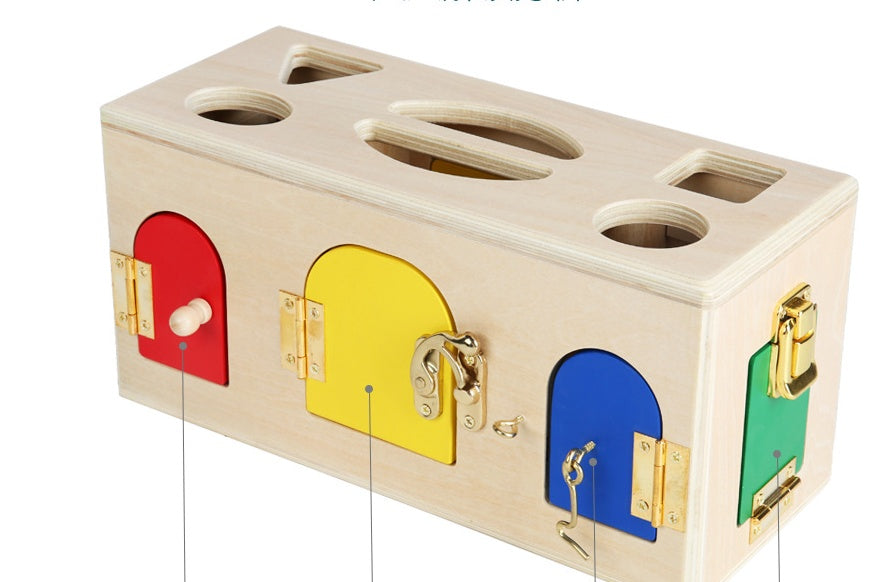 Coffret éducatif Montessori verrouillage formes pour enfants - Jouet pédagogique d'apprentissage