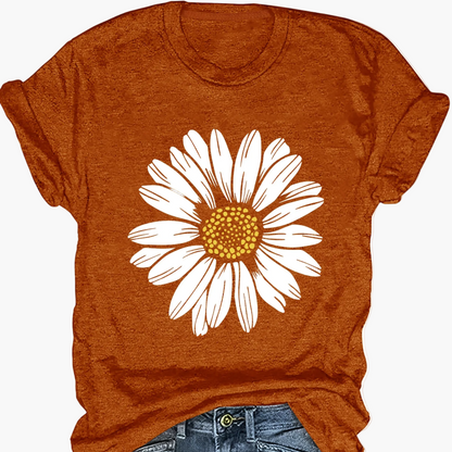 T-shirt femme décontracté motif marguerite pour look estival et tendance