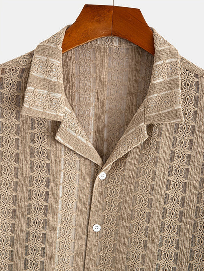 Chemise décontractée homme style bohème à manches courtes pour les vacances plage