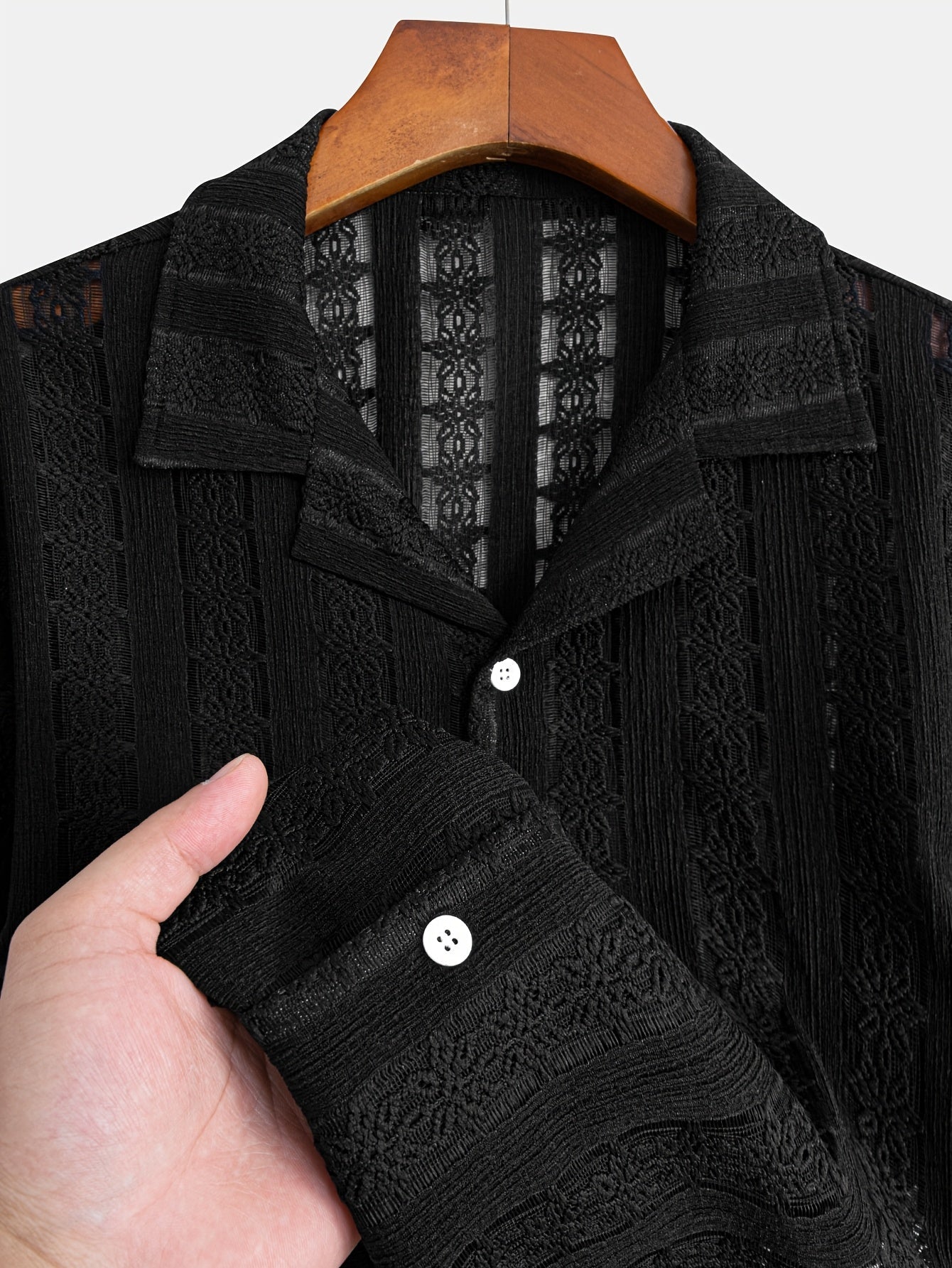 Chemise de vacances pour homme à manches courtes, style resort, élégante et ajourée