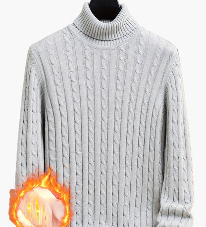 Pull à col roulé torsadé style décontracté pour homme - Manches longues, usage quotidien