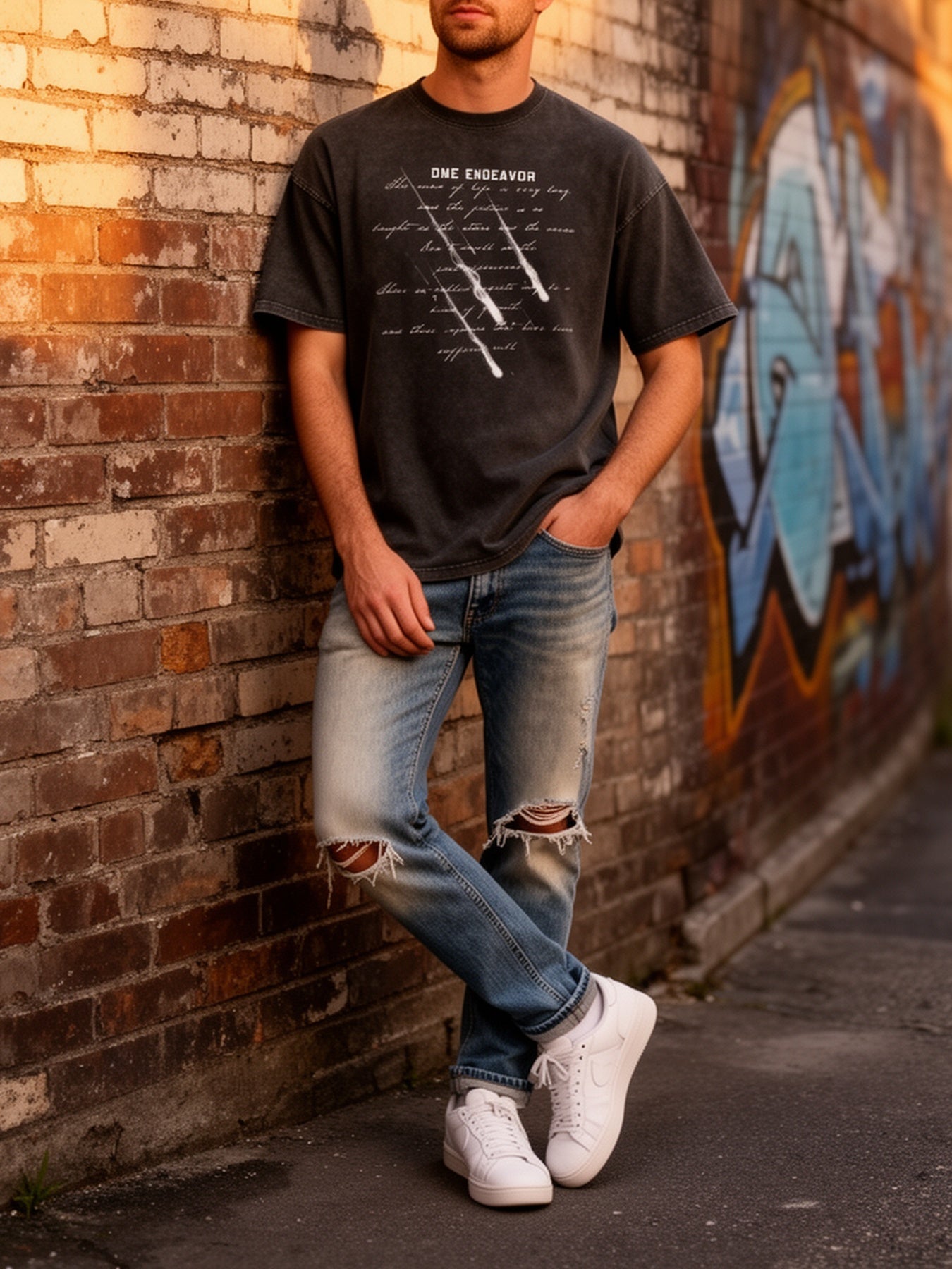 T-shirt imprimé décontracté pour homme style urbain streetwear - usage quotidien